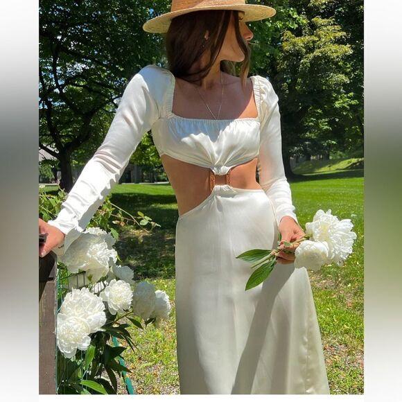WeWoreWhat / Cut Out Satin Charmeuse Midi Dress - Picture 1 of 3